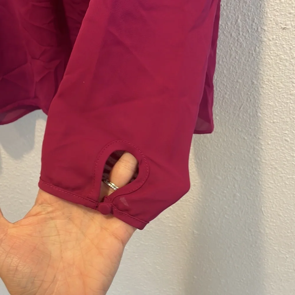 Laundry by Shelli Segal polyester long sleeve fuchsia black lace on shoulders 12 - Picture 3 of 5